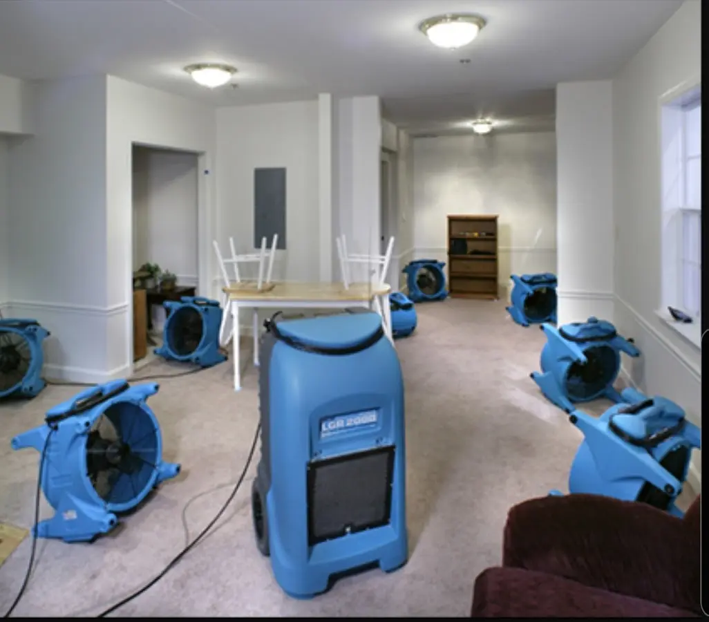 Air movers and dehumidifier setup for Water Extraction & Removal in Campbell
