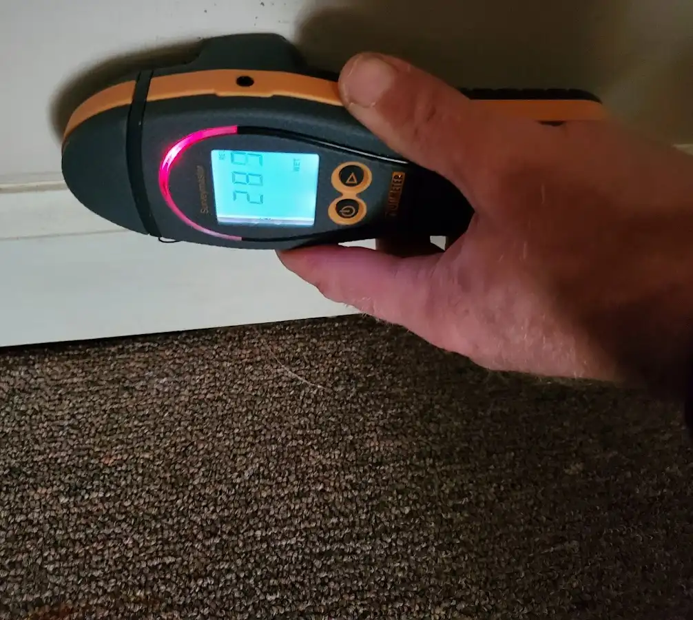 Moisture detection at baseboard during Sewage Cleanup & Sanitation in Campbell